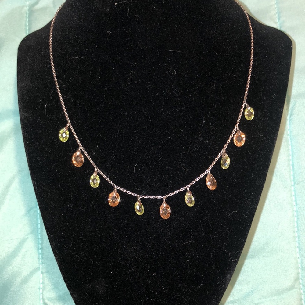 FINE GENUINE PERIDOT & CITRINE Tear Drop Necklace